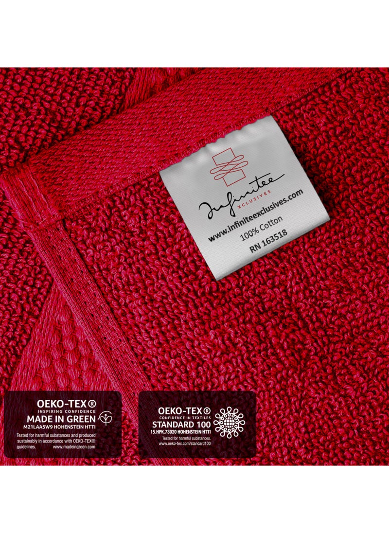 Infinitee Xclusives Infinitee Xclusives [12 Pack] Premium Red Wash Cloths and Face Towels, 13 x 13 Inches (33 x 33cm) 100% Cotton, Soft and Absorbent Washcloths Set - Perfect for Bathroom, Gym, and Spa  - Image 5