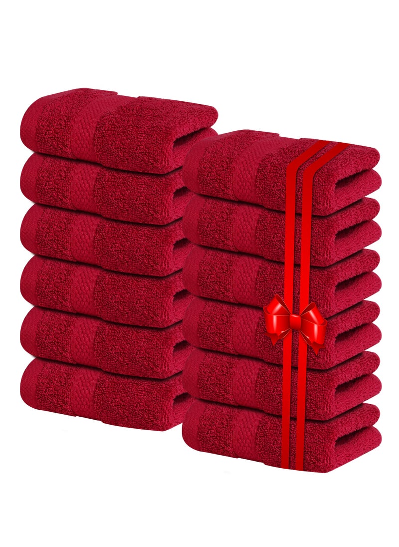 Infinitee Xclusives Infinitee Xclusives [12 Pack] Premium Red Wash Cloths and Face Towels, 13 x 13 Inches (33 x 33cm) 100% Cotton, Soft and Absorbent Washcloths Set - Perfect for Bathroom, Gym, and Spa  - Image 1