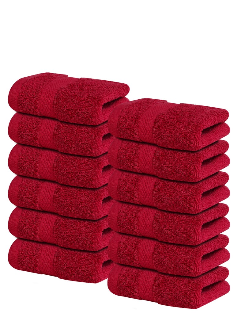 Infinitee Xclusives Infinitee Xclusives [12 Pack] Premium Red Wash Cloths and Face Towels, 13 x 13 Inches (33 x 33cm) 100% Cotton, Soft and Absorbent Washcloths Set - Perfect for Bathroom, Gym, and Spa  - Image 1