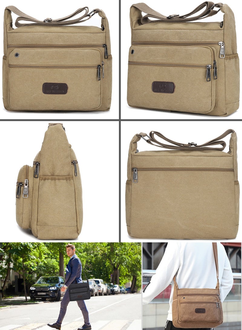 Qiccijoo Qiccijoo Canvas Messenger Bag Shoulder Bag Crossbody Bag for Men or Women Carry Bag Sling Bag Travel Bag for Business Office School Satchel Bags Purse(Blue)  - Image 3