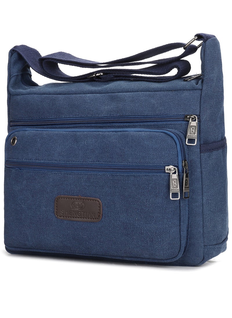 Qiccijoo Canvas Messenger Bag Shoulder Bag Crossbody Bag for Men or Women Carry Bag Sling Bag Travel Bag for Business Office School Satchel Bags Purse(Blue) - pzsku/Z61CA67C95924A5BCC49DZ/45/_/1732505655/830a453e-31fd-45cc-be08-073a563057cc