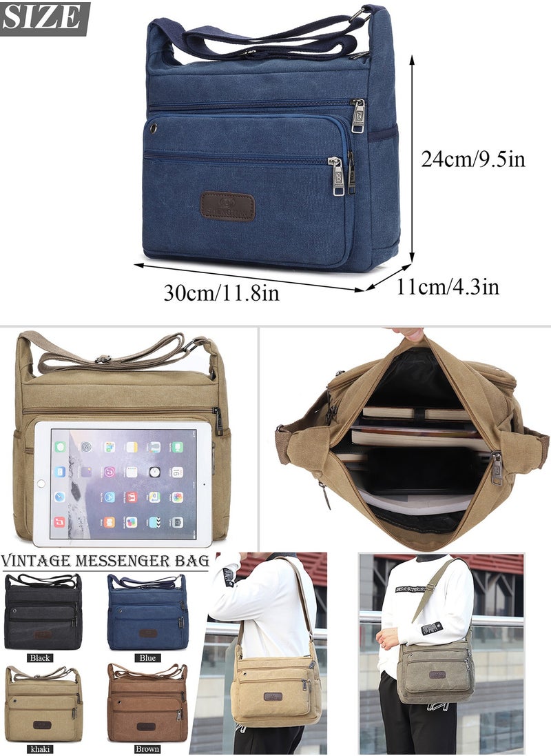 Qiccijoo Canvas Messenger Bag Shoulder Bag Crossbody Bag for Men or Women Carry Bag Sling Bag Travel Bag for Business Office School Satchel Bags Purse(Blue) - pzsku/Z61CA67C95924A5BCC49DZ/45/_/1732505665/09e99ffe-45f3-4f3e-89be-ce5314777729