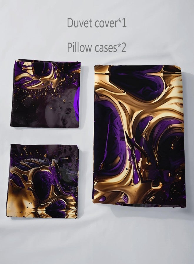 AILONEN Gold Skull Duvet Cover Queen Size, Halloween Sheet Purple Rose Skull Bedding Set for Girls Boys,Skeleton Bones Boho Style Comforter Cover Set,1 Quilt Cover 2 Pillowcases,3-Piece-Set - Image 4