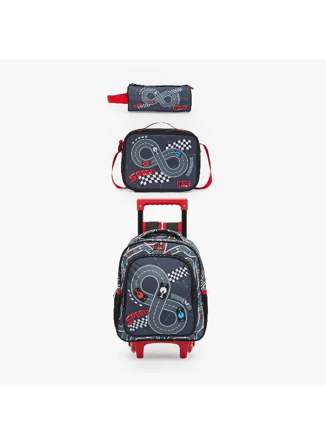 Must 12 Inch-Pitstop-Set Of 3-Trolley Bag Set-2 Wheels (Polyester) Multicolor \ 27X10X31