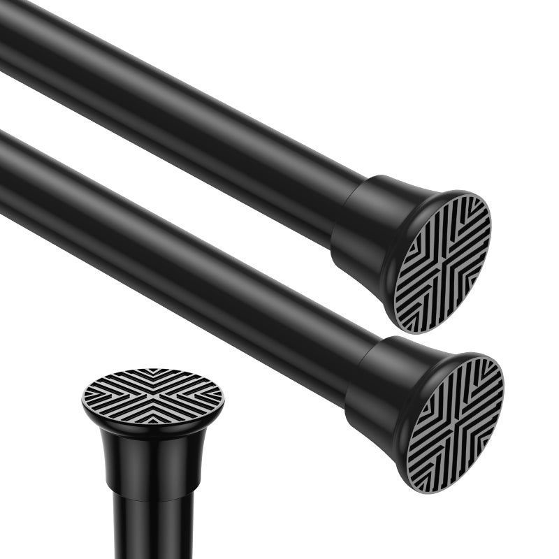 Zipglo 2pack Tension Rods 18-36 Inch Adjustable Black Tension Rod Spring Rod Extendable Short Curtain Rod Spring Loaded Curtain Rods Tension Rod for Curtains,Closet,Kitchen - Image 1