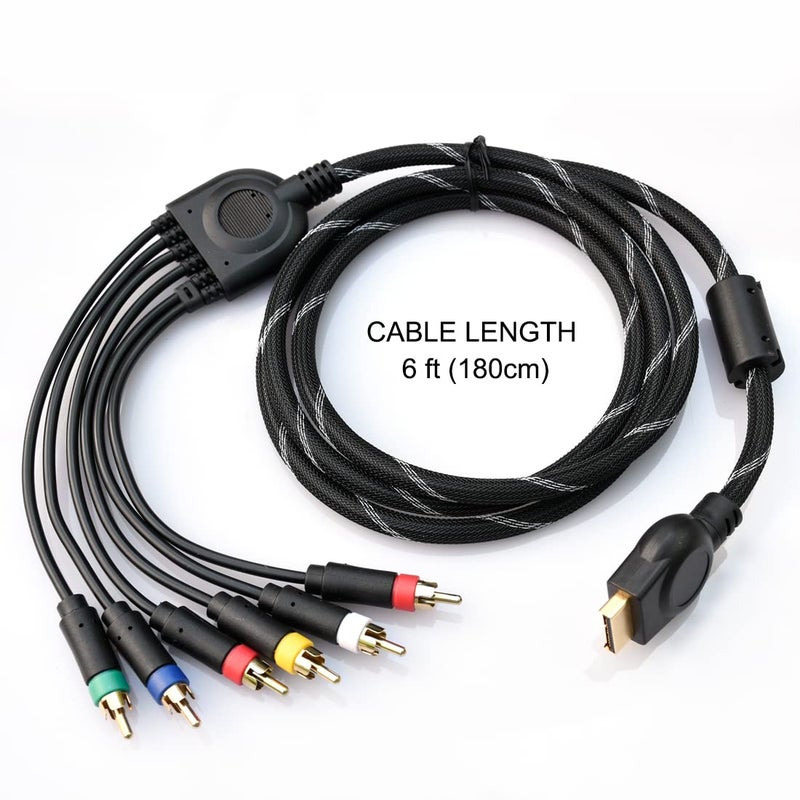 Bealuffe Component Audio Video Cable for PS2 / PS3 / PS3 Slim, HD Multi Out Composite RCA Audio Video Cable for PS3 (6 Feet) - Image 4