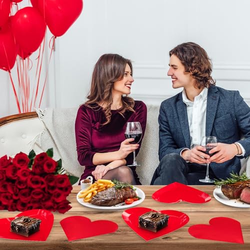 DYLIVeS Valentine's Day Party Decorations, Disposable 9" Paper Plates and 3 Ply Napkins Heart Shaped Love for Wedding Engagement Valentine's Day, Bridal Shower, Mother's Day, Birthday Party, 50 Count / Red - Image 5
