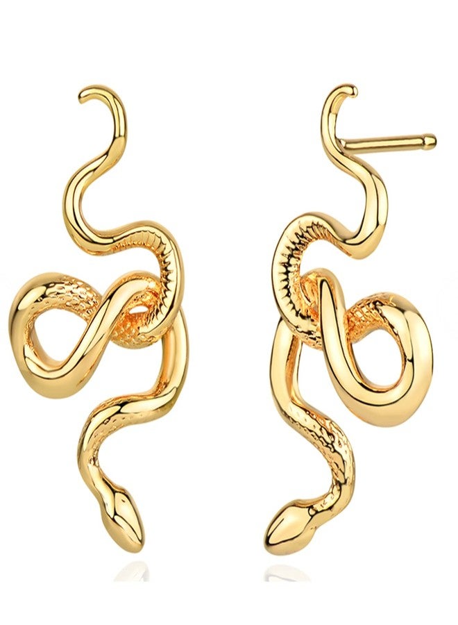 MEVECCO Gold Snake Stud Earrings for Women, 18K Gold Plated Dainty Snake Mini Cute Simple Delicate Stud Earrings Gift for Her - Image 1