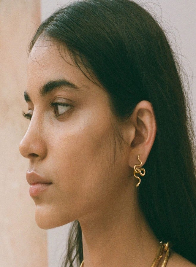 MEVECCO Gold Snake Stud Earrings for Women, 18K Gold Plated Dainty Snake Mini Cute Simple Delicate Stud Earrings Gift for Her - Image 3