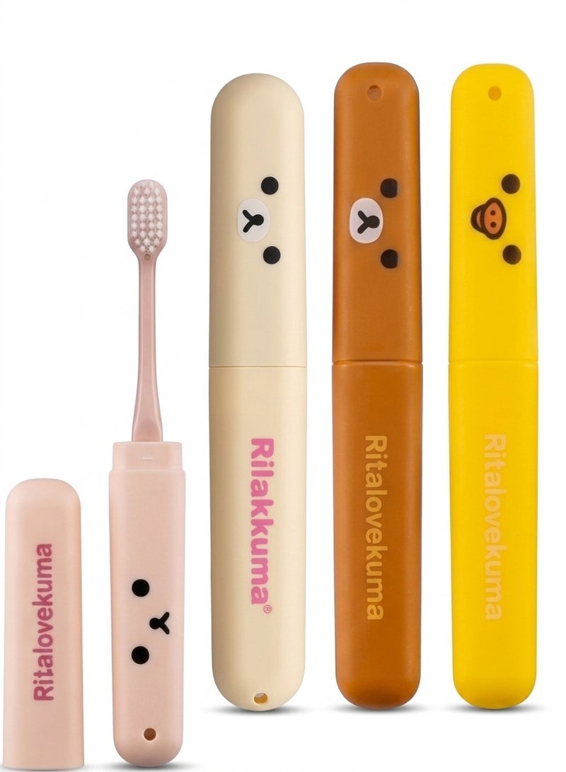 Rilakkuma 2 Pack Toothbrush Travel Case Portable Toothbrush Holder Cover – Ventilated Toothbrush Storage Box Protective Travel Toothbrush Case for Camping Travel School Business Trip Home Bathroom Organizer - Image 1