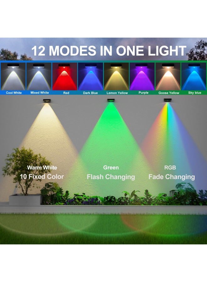 ZCXLIGHT Solar Powered Outdoor Lights Waterproof IP65 Solar Fence Lights Outside Multicolor Led 12 Fixed Colors ＆RGB Color Changing for Pool, Deck, Patio, Porch, Stairs, Holiday Decorations (8) - Image 2