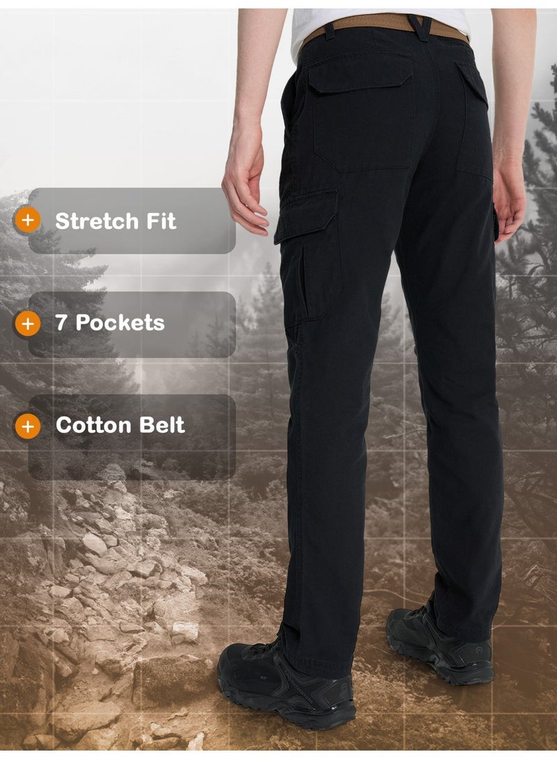 Outventure سروال أوفنتشر للرجال باللون الأسود – EU 50، قماش قطن، تصميم مريح، 7 جيوب، خصر قابل للتعديل، مثالي للمشي والسفر والأنشطة الخارجية - Image 3