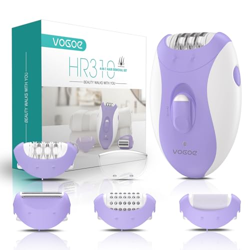 VOGOE Epilator for Women-Cordless Epilators Hair Removal for Women, 4-in-1 Electric Razor Hair Remover, 2 Speeds & 21 Tweezers for Face Legs Arms Armpit Bikini, Purple HR310 - Image 1