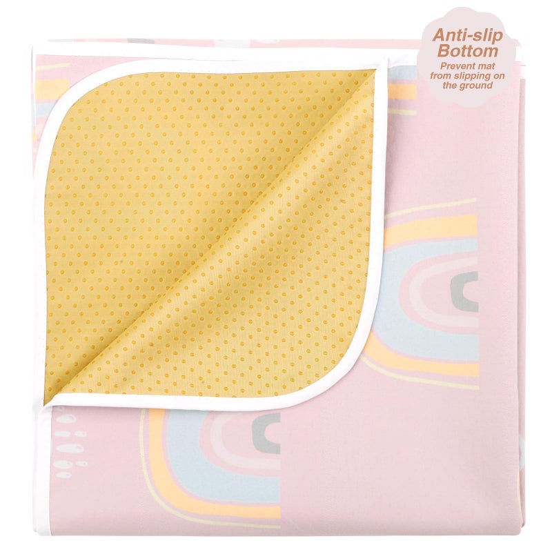CLCROBD Splat Mat for Under High Chair/Arts/Crafts by CLCROBD, 51" Baby Anti-Slip Food Splash and Spill Mat for Eating Mess, Waterproof Floor Protector and Table Cloth (Rainbow Pink) - Image 2
