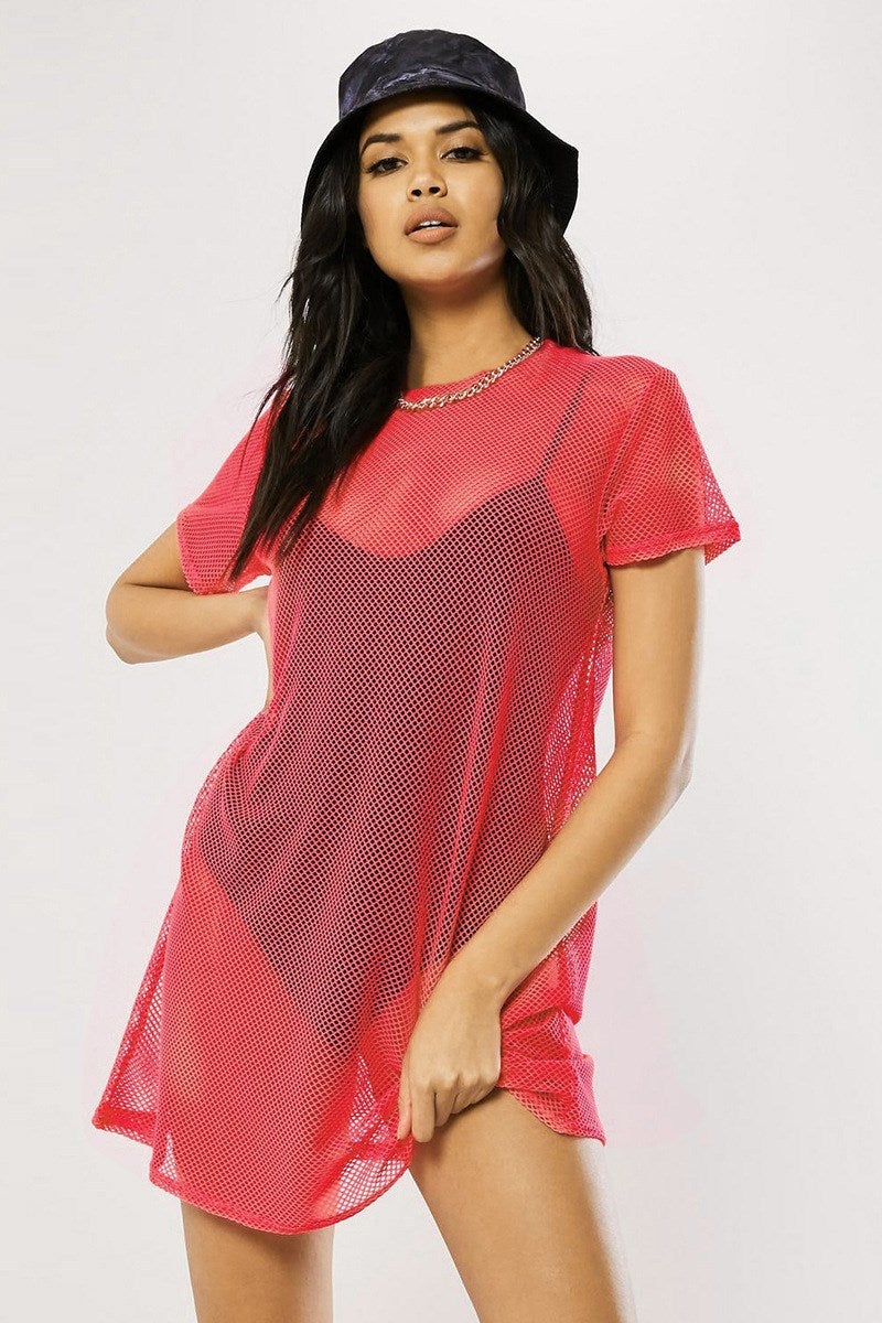 Spot Women'S Mesh Bikini Masking Swimwear Swimwear Short Sleeve T-Shirt Top Summer Beach Dress - Image 1