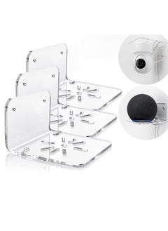Generic Acrylic Small Wall Shelf Set of 3 for Security Cameras, Speakers, Baby Monitors,Plants & More 4'' Universal Adhesive Shelf Easy to Install No Drill, With Strong Tapes & Screws (Clear)  - Image 1