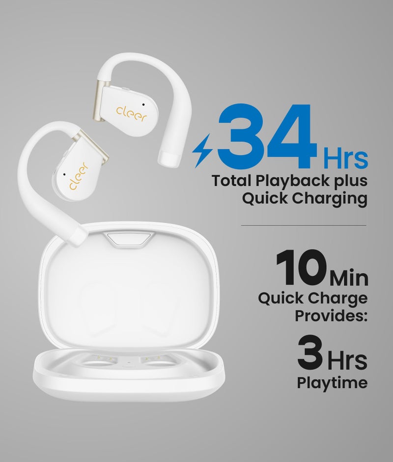 Cleer ARC 4 Plus Open Ear Earbuds,True Wireless Bluetooth Earphones with Dolby Audio and Head Tracking, Earhook Earbuds with 34H Playtime, IPX7 Waterproof Sports Headphones for Workout, EQ, White - Image 5