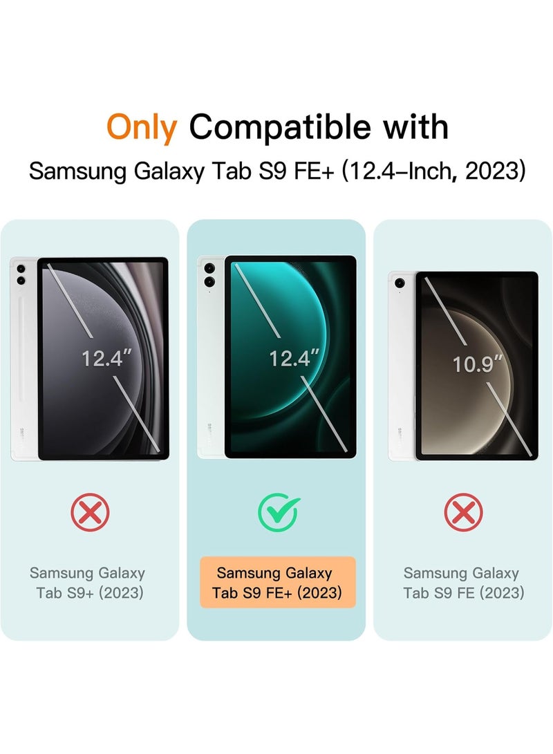 ليدين جراب واقٍ لجهاز Samsung Galaxy Tab S9 FE Plus مقاس 12.4 بوصة - حامل ثلاثي الطي، وظهر ناعم من مادة TPU، وحامل قلم S، ودعم الشحن، وخاصية الإيقاظ/السكون التلقائي (أخضر) - Image 2