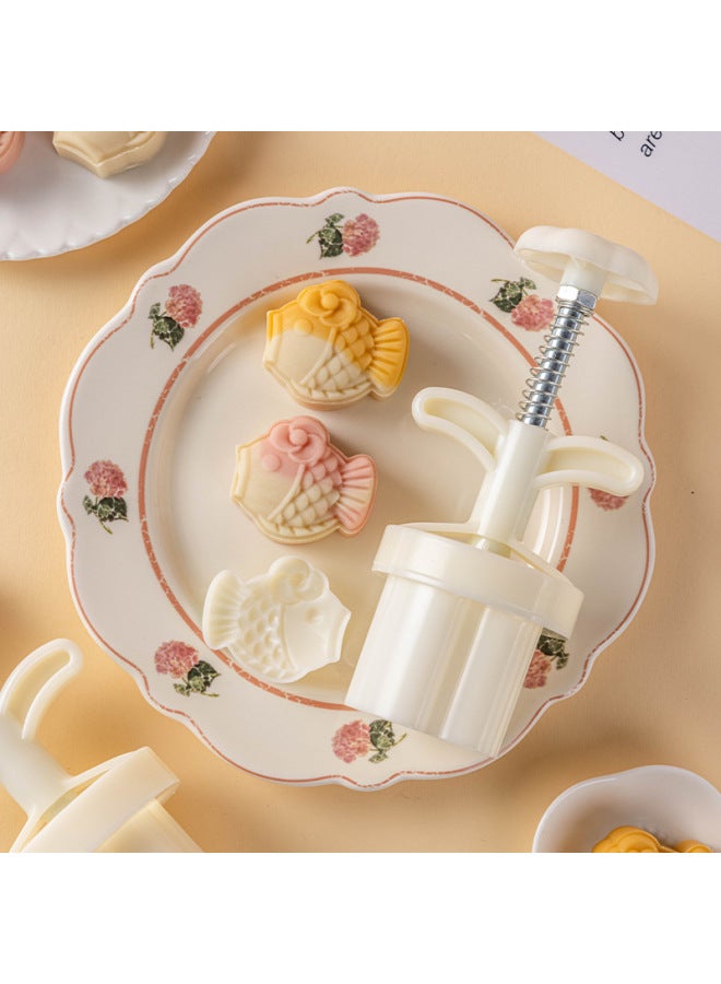 Osmanthus Mooncake Mold Style 2024 Pressing Ice Skin Hand Pressing Household Mung Bean Cake Flow Heart Mid-Autumn Chinese Style Cherry Blossoms-Color:Little Red Flower 50g1 Piece  - Image 3