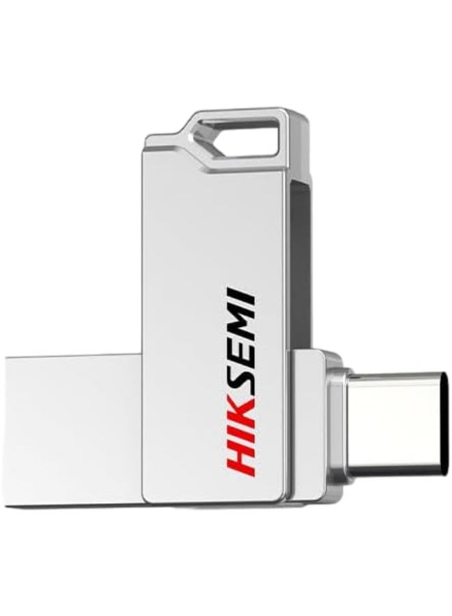 HIKSEMI HIKSEMI 64GB USB 3.2 Dual Drive Type-A/Type-C Upto 150MB/s Silver -SYNC | HS-USB-E327C 64G U3 Silver | - Image 1