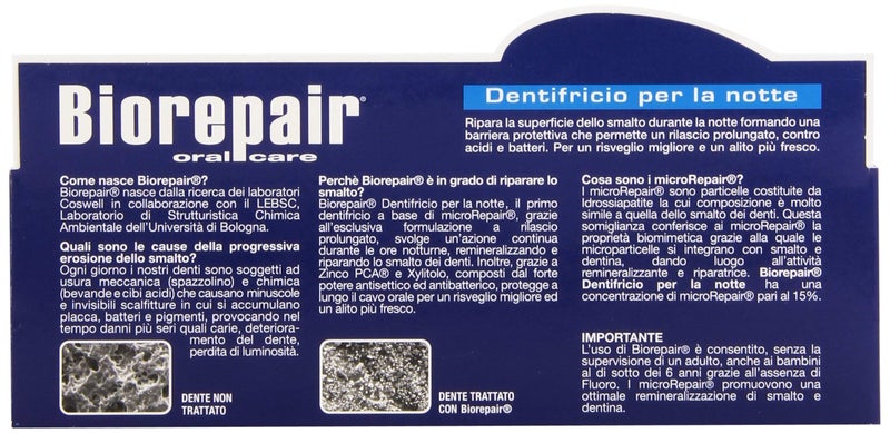 Biorepair: "Dentifricio per la Notte" (Intensive Night Repair) Toothpaste with microRepair * 2.5 Fluid Ounce (75ml) Tube (Pack of 2) * [ Italian Import ] - Image 2