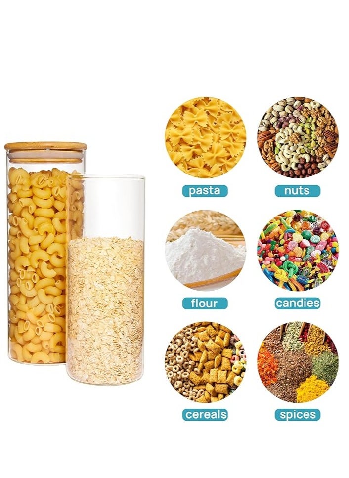 Generic 8 Piece 30.43oz (900ml) Glass Jars with Bamboo Lids Airtight Seal Food Storage Containers for Kitchen Organization Clear Canisters with Labels  - Image 2
