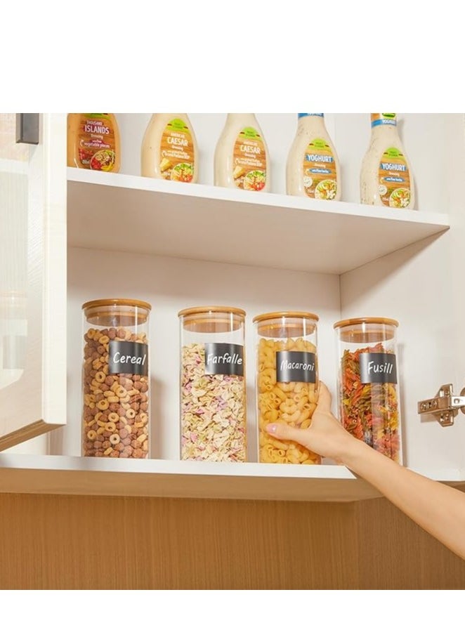 Generic 8 Piece 30.43oz (900ml) Glass Jars with Bamboo Lids Airtight Seal Food Storage Containers for Kitchen Organization Clear Canisters with Labels  - Image 4