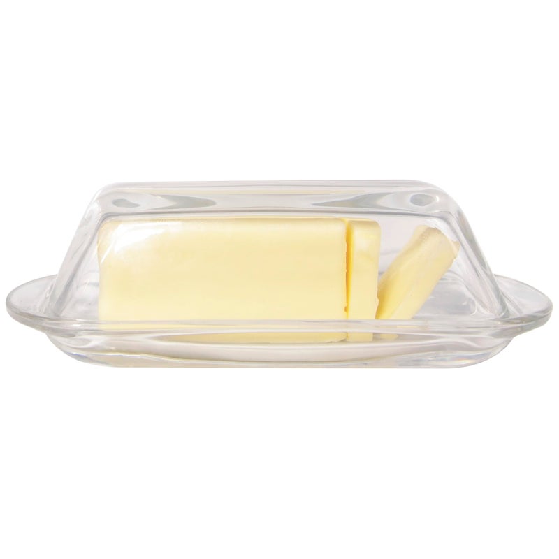 Kangaroo Decorative Clear Glass Butter Dish with Lid for Countertop Refrigerator Crystal Covered Butter Tray Storage Container Holder for Counter Fridge Best Small Dish Flip Top Lid BPA FREE