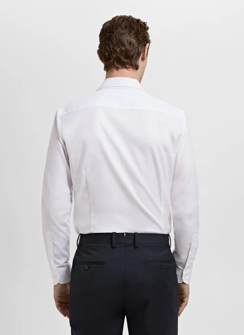 مانجو مان قميص بدلة قطني بقصة ضيقة