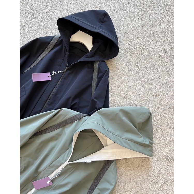 There is no D recommendation for B * C bead chain decoration light cotton blended loose hooded jacket for women Navy Blue High Edition