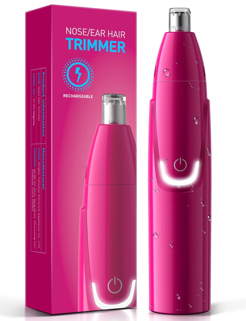 ZORAMI Rechargeable Ear and Nose Hair Trimmer - 2025 Professional Painless Eyebrow & Facial Hair Trimmer for Men Women, Powerful Motor and Dual-Edge Blades for Smoother Cutting Magenta - Image 1