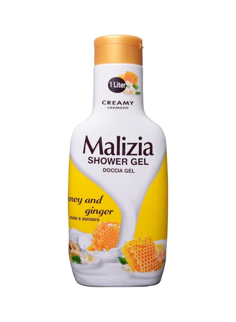 Malizia Creamy Shower Gel, Honey & Ginger, 1 Litre - Image 1
