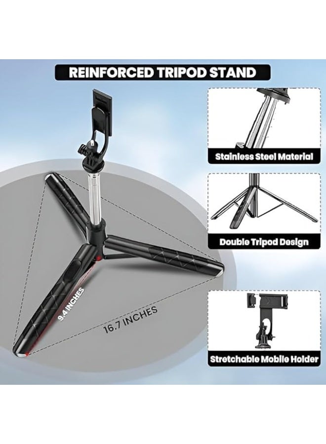 R1-L Selfie Stick Tripod 67 Inch Long with Bluetooth Remote & Stable Base – 3-in-1 Multifunctional Design for Selfies, Vlogging, Photo Shoots & Makeup - Image 5