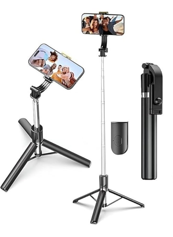 R1-L Selfie Stick Tripod 67 Inch Long with Bluetooth Remote & Stable Base – 3-in-1 Multifunctional Design for Selfies, Vlogging, Photo Shoots & Makeup - Image 1
