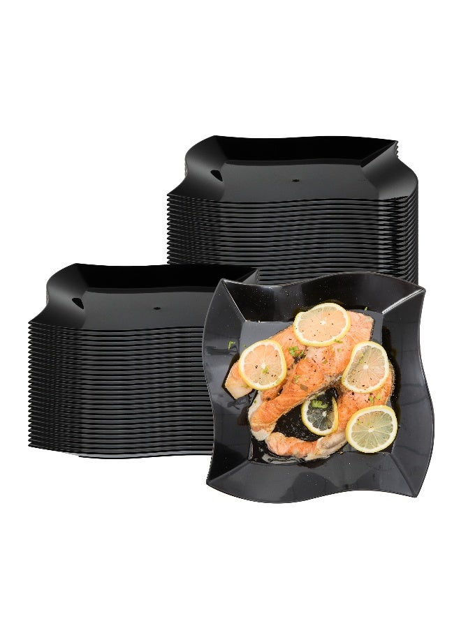 Restaurantware طبق أكوا، طبق بلاستيكي أسود مموج - أنيق، مثالي لحفلات الكوكتيل والفعاليات المجهزة - بلاستيك فاخر - 9 بوصات - علبة 100 قطعة - Image 2