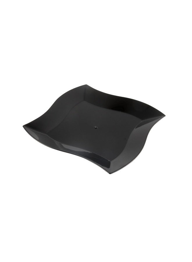 Restaurantware طبق أكوا، طبق بلاستيكي أسود مموج - أنيق، مثالي لحفلات الكوكتيل والفعاليات المجهزة - بلاستيك فاخر - 9 بوصات - علبة 100 قطعة - Image 1