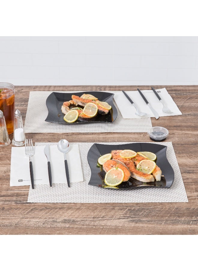 Restaurantware طبق أكوا، طبق بلاستيكي أسود مموج - أنيق، مثالي لحفلات الكوكتيل والفعاليات المجهزة - بلاستيك فاخر - 9 بوصات - علبة 100 قطعة - Image 4