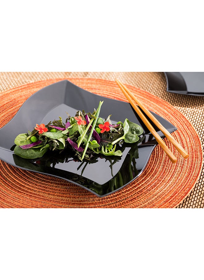 Restaurantware Restaurantware-Aqua Plate, Black Plastic Wavy Plate - Elegant, Perfect for Cocktail Parties and Catered Events - Premium Plastic - 9 Inches - 100ct Box  - Image 3