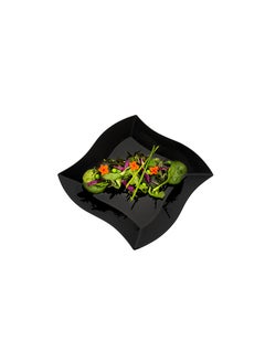 Restaurantware Restaurantware-Aqua Plate, Black Plastic Wavy Plate - Elegant, Perfect for Cocktail Parties and Catered Events - Premium Plastic - 9 Inches - 100ct Box  - Image 2