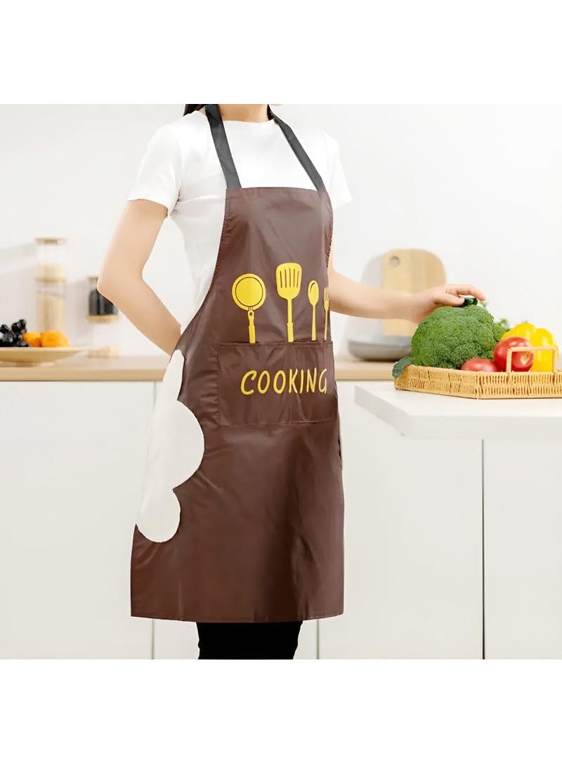 NFI essentials NFI essentials Kitchen Apron for Women Men with Handwiping Side Towel and Big Front Pocket Waterproof Apron for Kitchen Cooking Chef Apron Kitchen Accessories items for Home Cooking  - Image 2