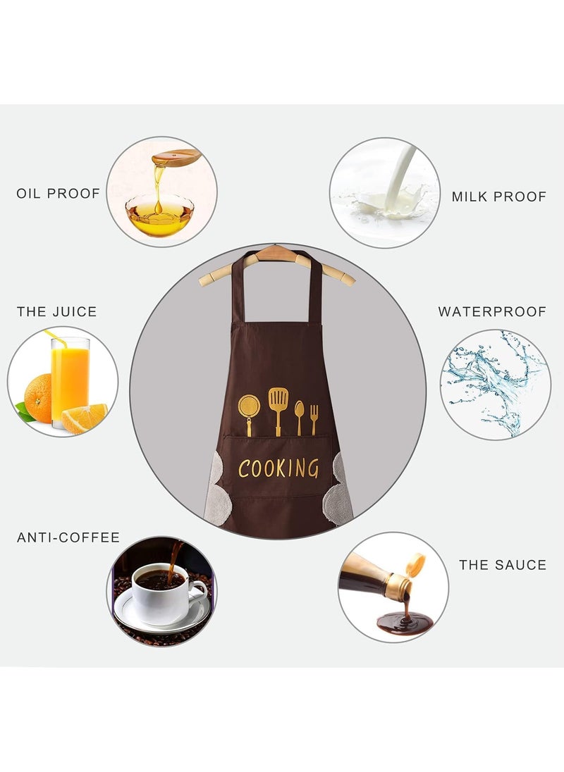 NFI essentials NFI essentials Kitchen Apron for Women Men with Handwiping Side Towel and Big Front Pocket Waterproof Apron for Kitchen Cooking Chef Apron Kitchen Accessories items for Home Cooking  - Image 4