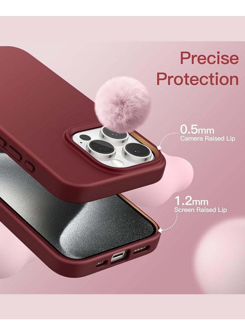 Yuwell iPhone 15 Pro Case Silicone Phone Case Shockproof Protective Case Cover Anti-Scratch Microfiber Lining 4 Layers Ultra Slim iPhone Case 6.1 Inch iPhone 15 Pro Silicone Case Maroon  - Image 3