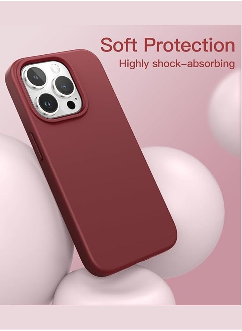 Yuwell iPhone 15 Pro Case Silicone Phone Case Shockproof Protective Case Cover Anti-Scratch Microfiber Lining 4 Layers Ultra Slim iPhone Case 6.1 Inch iPhone 15 Pro Silicone Case Maroon  - Image 4