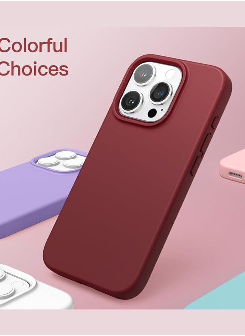 Yuwell iPhone 15 Pro Case Silicone Phone Case Shockproof Protective Case Cover Anti-Scratch Microfiber Lining 4 Layers Ultra Slim iPhone Case 6.1 Inch iPhone 15 Pro Silicone Case Maroon  - Image 5