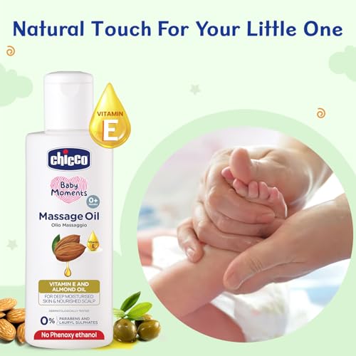 Chicco Baby Moments Massage Oil, New Advanced Non-sticky & Moisturizing Formula, Suitable for Baby’s Skin, Hair & Scalp, No Phenoxyethanol & Parabens (200ml) - Image 3