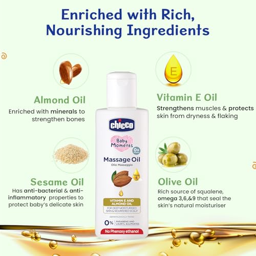 Chicco Baby Moments Massage Oil, New Advanced Non-sticky & Moisturizing Formula, Suitable for Baby’s Skin, Hair & Scalp, No Phenoxyethanol & Parabens (200ml) - Image 5