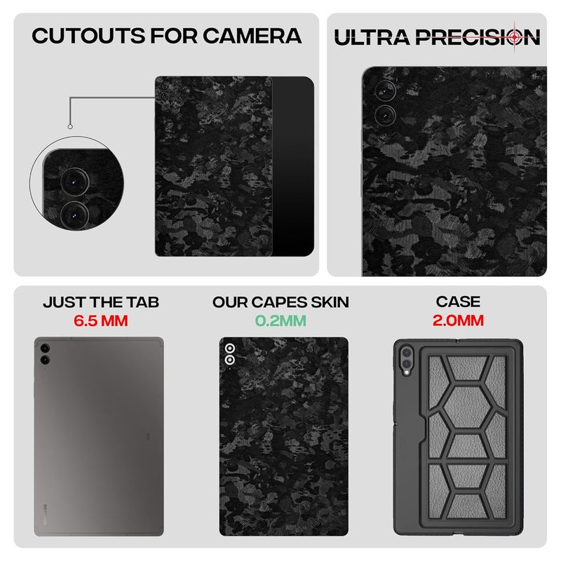 Capes Tablet Skins Compatible with Samsung Galaxy Tab S9 | Ultra-Thin Protective Film | Anti-Scratch Vinyl Decal Skin | Not Case/Cover (Forged Carbon, Full Body Skin + S Pen Skin) - Image 4