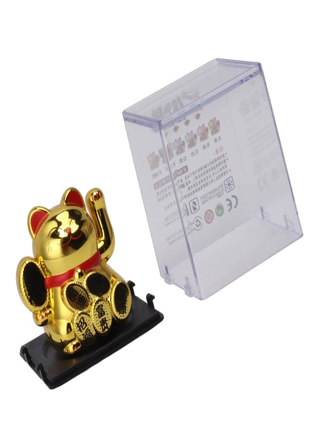Eujgoov Cute Solar Waving Cat, Solar Powered Waving Cat Lucky Cat Waving Arm for Home and Car Decoration (Gold) - Image 2