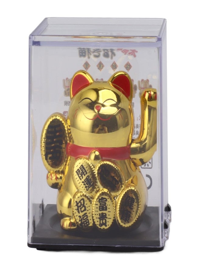 Eujgoov Cute Solar Waving Cat, Solar Powered Waving Cat Lucky Cat Waving Arm for Home and Car Decoration (Gold) - Image 5
