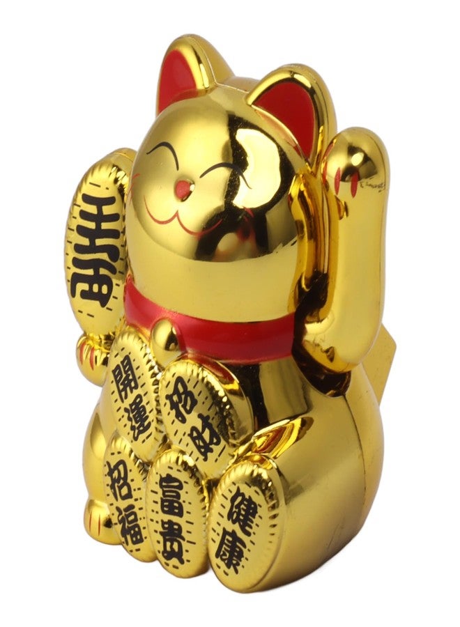 Eujgoov Cute Solar Waving Cat, Solar Powered Waving Cat Lucky Cat Waving Arm for Home and Car Decoration (Gold) - Image 1